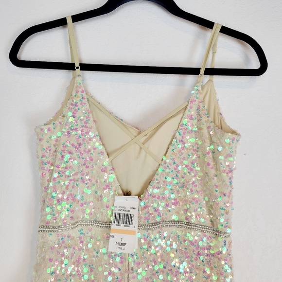 NWT TLC Say Yes Juniors All Over Sequin Tiered White Iridescent Dress - Picture 5 of 12